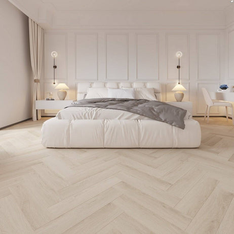 Embrace Herringbone Polar Oak 14mm Laminate Flooring Built-in Underlay