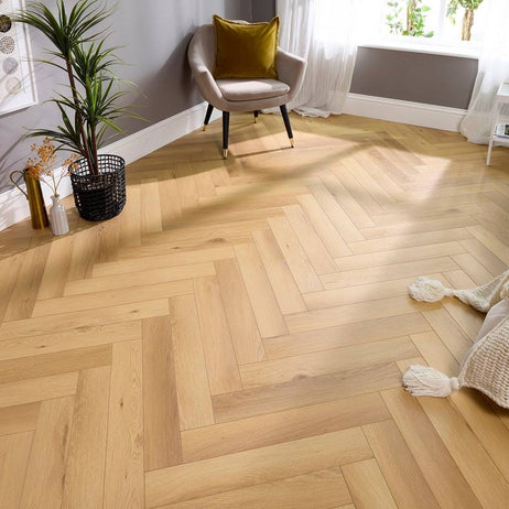 Embrace Herringbone Laminate Flooring Woodland Oak 14mm Built-in Underlay