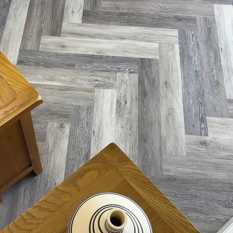 Chic Parquet LVT Dry Back Flooring Driftwood 8006