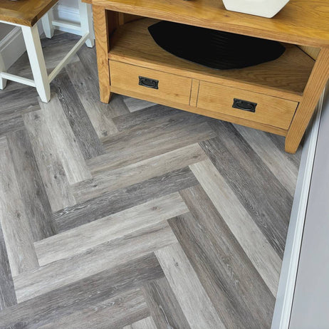 Chic Parquet LVT Dry Back Flooring Driftwood 8006
