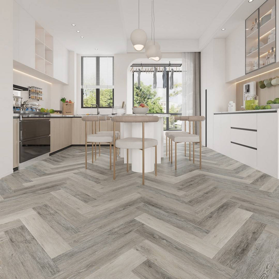 Chic Parquet LVT Dry Back Flooring Driftwood 8006