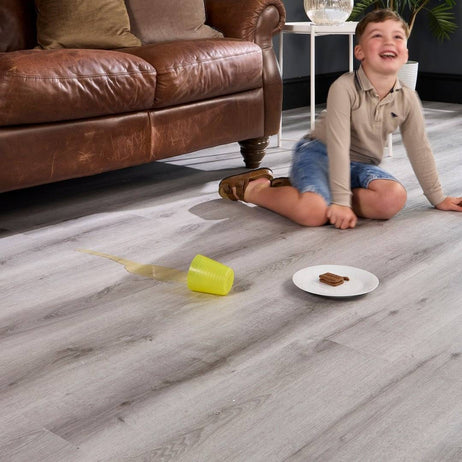 Aqua Plank Putty Grey Oak Click Vinyl Flooring