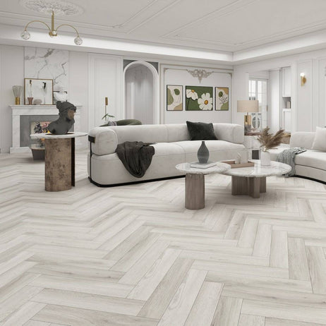 Aqua Plank Ravine Grey Herringbone Click Vinyl Flooring