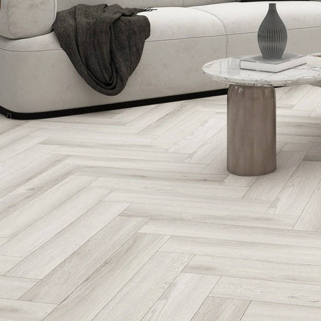 Aqua Plank Ravine Grey Herringbone Click Vinyl Flooring