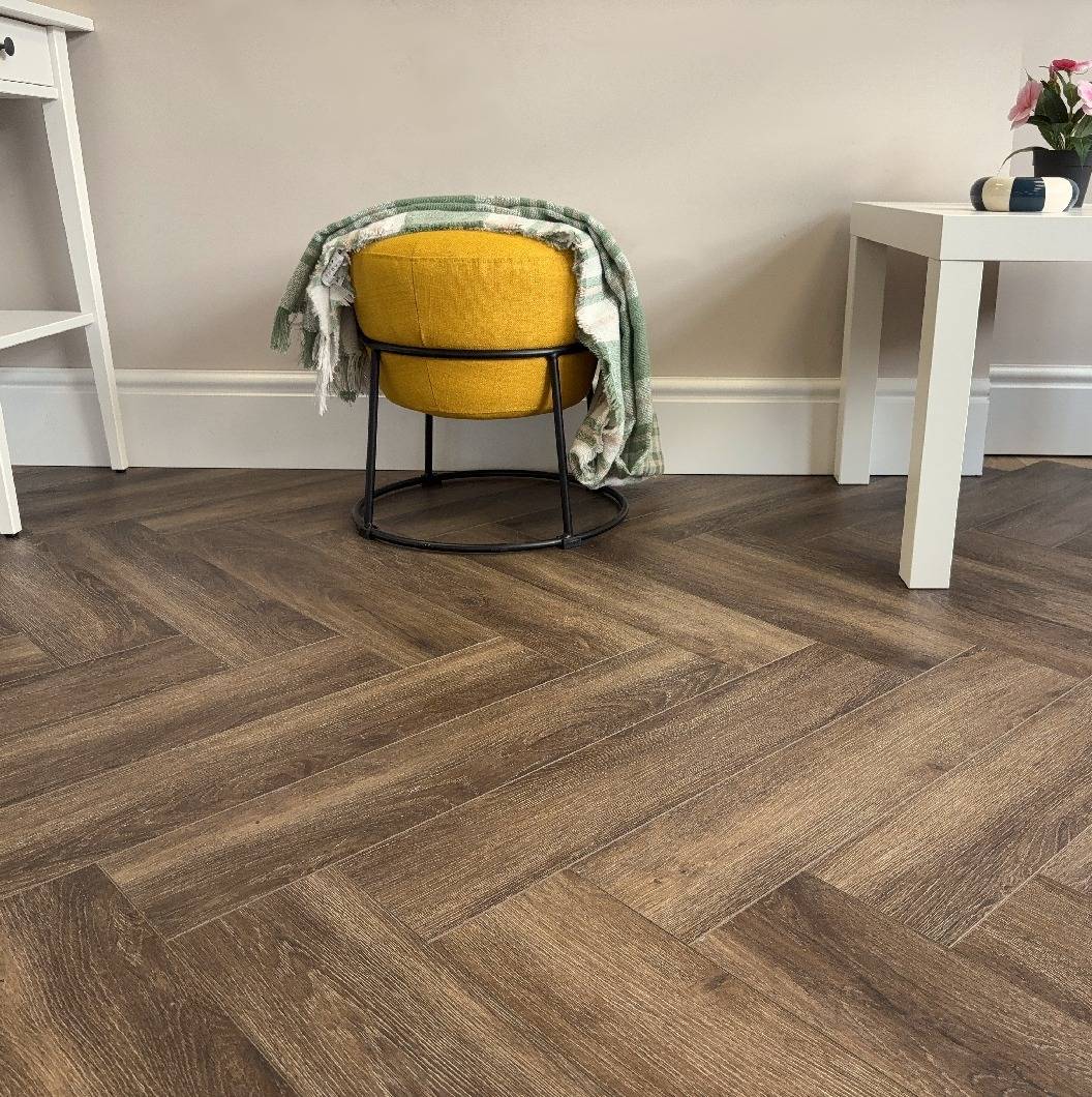 Aqua Plank Hazel Oak Herringbone Click Vinyl