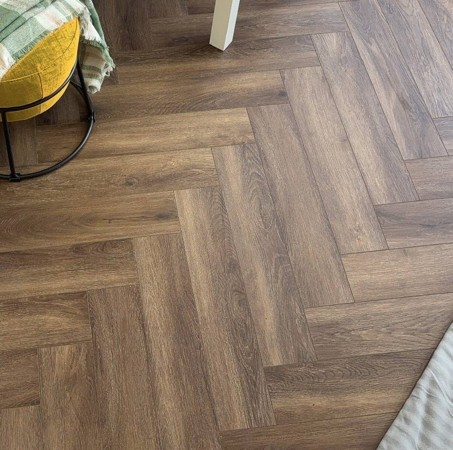 Aqua Plank Hazel Oak Herringbone Click Vinyl