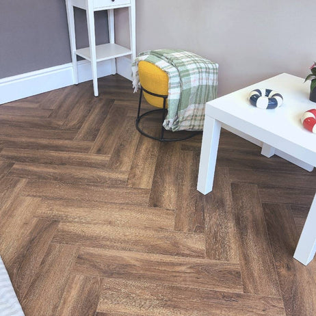 Aqua Plank Hazel Oak Herringbone Click Vinyl