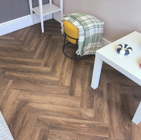 Aqua Plank Hazel Oak Herringbone Click Vinyl