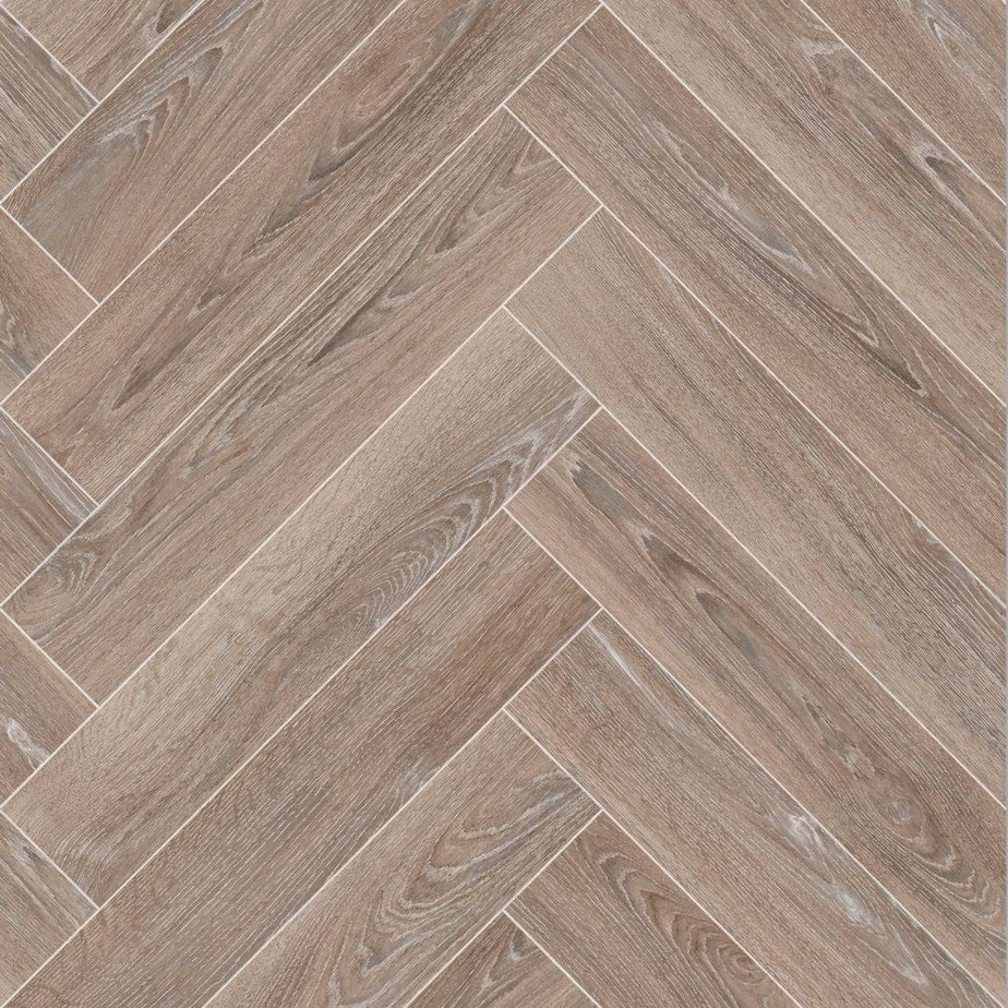 Lusora Pale Ash Herringbone 609M Cushion Vinyl Flooring