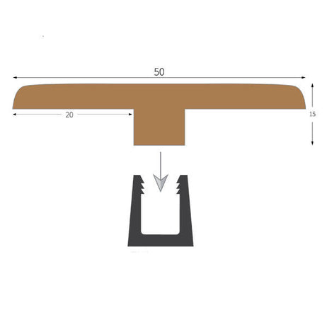 Wood Veneered T-Section Profile EWA53