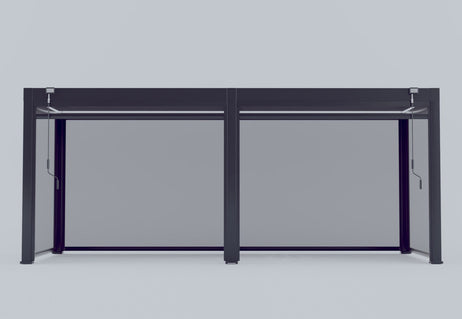 LuxShade™ 3x6m Aluminium Pergola with LEDs, Double-Layered Louvred Roof & Blinds