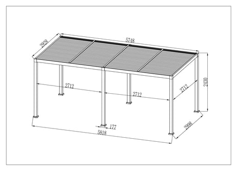 SplitZone™ 3x6m Grey Aluminium Pergola with LEDs, Mid-Beam Louvred Roof & Blinds
