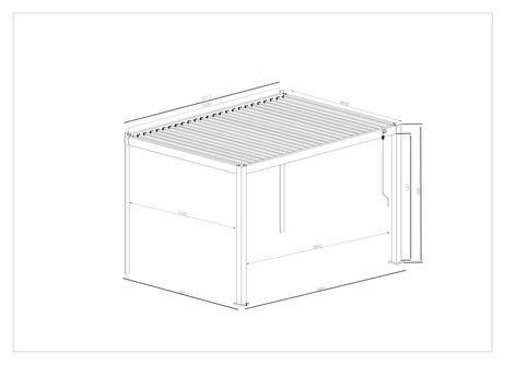 EdgeShade™ 3m x 4m Wall-Mounted Aluminium Pergola, Louvred Roof, RGBW LEDs & 3 Zip Windscreens - Grey
