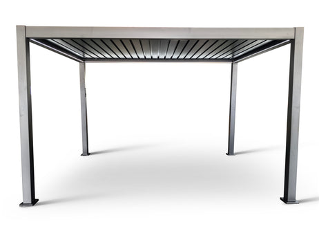 MotaShade™ 3x4m Motorised Aluminium Pergola - Double-Layer Louvers, LEDs & 3 Windscreens
