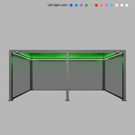 MotaShade™ 3x6m Motorised Aluminium Pergola, Double-Layer Louvres, LEDs & 4 Windscreens