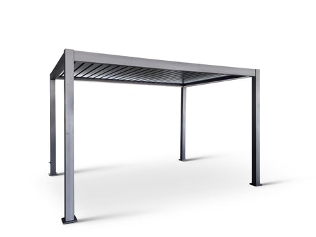MotaShade™ 3x4m Motorised Aluminium Pergola - Double-Layer Louvers, LEDs & 3 Windscreens