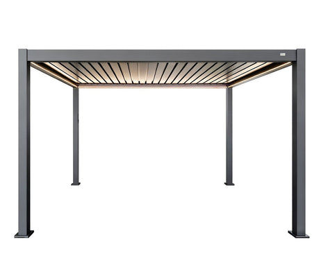 MotaShade™ 3x4m Motorised Aluminium Pergola - Double-Layer Louvers, LEDs & 3 Windscreens