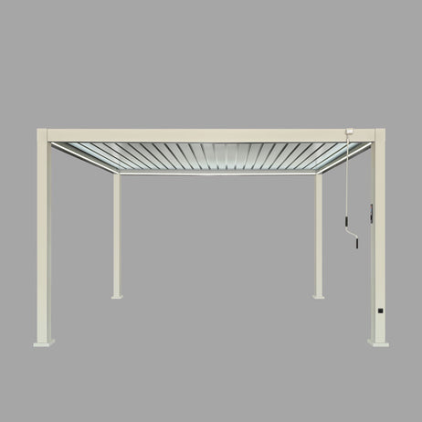 LuxShade™ 3x4m Pebble Aluminium Pergola with LEDs, Double-Layered Roof