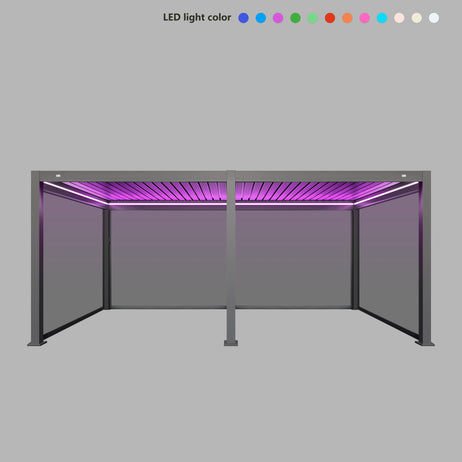 MotaShade™ 3x6m Motorised Aluminium Pergola, Double-Layer Louvres, LEDs & 4 Windscreens