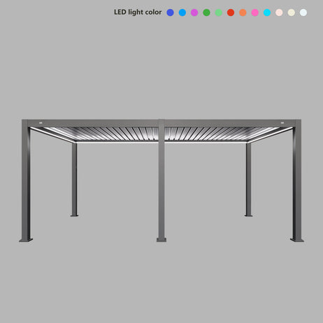 MotaShade™ 3x6m Motorised Aluminium Pergola, Double-Layer Louvres, RGBW LEDs