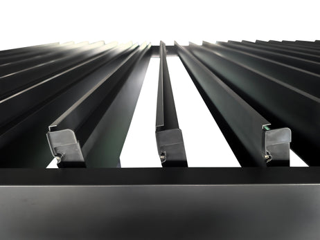 LuxShade™ 3x6m Aluminium Pergola with LEDs, Double-Layered Louvred Roof & Blinds