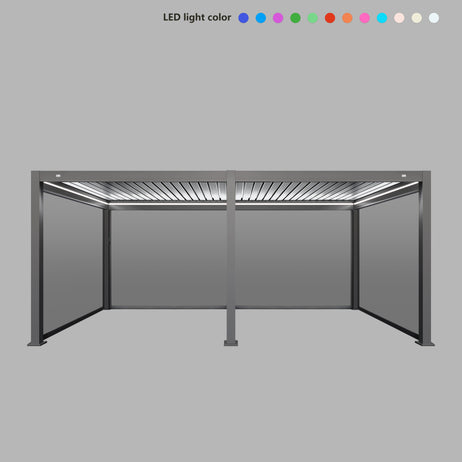 MotaShade™ 3x6m Motorised Aluminium Pergola, Double-Layer Louvres, LEDs & 4 Windscreens