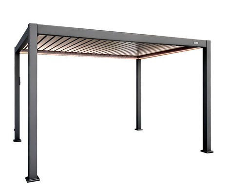 MotaShade™ 3x4m Motorised Aluminium Pergola - Double-Layer Louvers, LEDs & 3 Windscreens