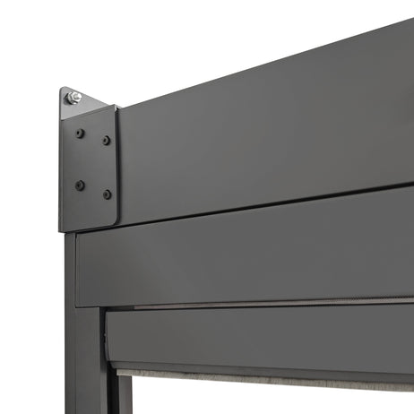 EdgeShade™ 3m x 4m Wall-Mounted Aluminium Pergola, Louvred Roof, RGBW LEDs & 3 Zip Windscreens - Grey