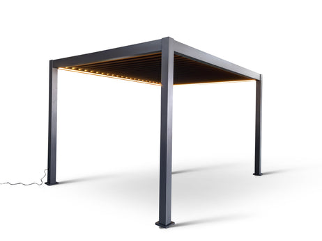 MotaShade™ 3x4m Motorised Aluminium Pergola - Double-Layer Louvers, LEDs & 3 Windscreens