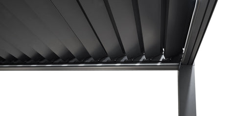 MotaShade™ 3x4m Motorised Aluminium Pergola - Double-Layer Louvers, LEDs & 3 Windscreens