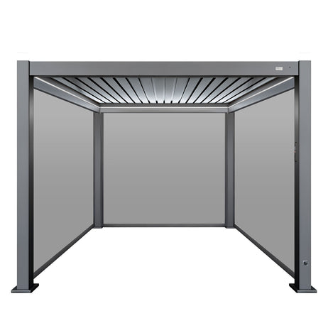 MotaShade™ 3x3m Motorised Aluminium Pergola - Double-Layer Louvers, LEDs & 3 Windscreens