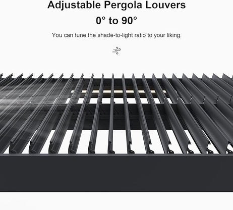 SplitZone™ 3x4m Grey Aluminium Pergola with LEDs, Mid-Beam Louvred Roof + Windscreens