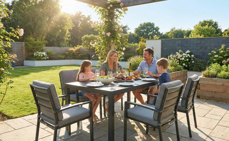 Modern Aluminium 6-Seater Garden Dining Set - Rust Proof & Weather Resistant - Grey