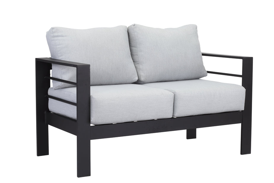 Aluminium 4-Piece Garden Furniture Set - 6 Seater Lounge (3+2+1) - Black and Grey