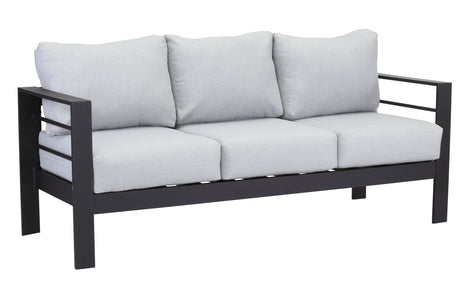 Aluminium 4-Piece Garden Furniture Set - 6 Seater Lounge (3+2+1) - Black and Grey