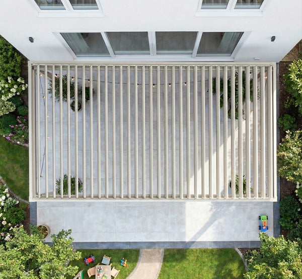 LuxShade™ 3x4m Pebble Aluminium Pergola with LEDs, Double-Layered Roof