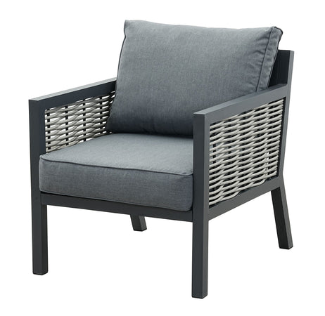 Lisbon Aluminium Corner Sofa, Chair, Bench & Rising Table Dining Set | Dark Grey