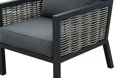 Lisbon Aluminium Corner Sofa, Chair, Bench & Rising Table Dining Set | Dark Grey
