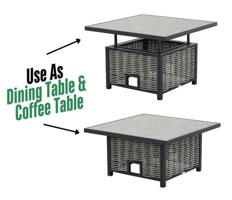 Lisbon Aluminium Corner Sofa, Chair, Bench & Rising Table Dining Set | Light Grey