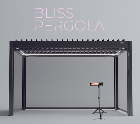 MotaShade™ 3x4m Motorised Aluminium Pergola - Double-Layer Louvers, LEDs & 3 Windscreens