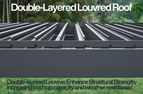 MotaShade™ 3x4m Motorised Aluminium Pergola - Double-Layer Louvers, LEDs & 3 Windscreens