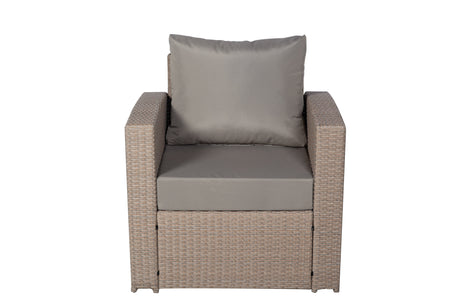 Zante Right Hand Rattan Corner Sofa Set with Adjustable Rising Table - Natural