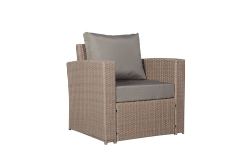 Zante Left Hand Rattan Corner Sofa Set with Adjustable Rising Table - Natural