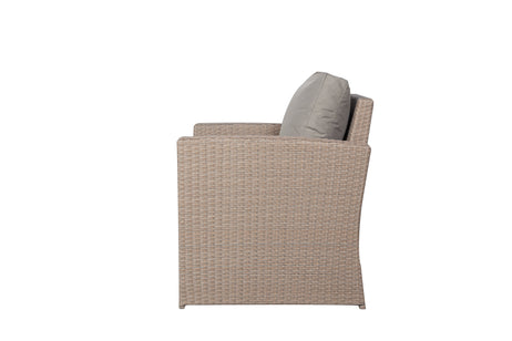 Zante Right Hand Rattan Corner Sofa Set with Adjustable Rising Table - Natural