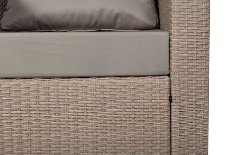 Zante Left Hand Rattan Corner Sofa Set with Adjustable Rising Table - Natural