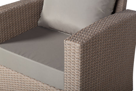 Zante Left Hand Rattan Corner Sofa Set with Adjustable Rising Table - Natural