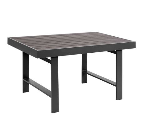 Aluminium Left Hand Corner Garden Sofa & Dining Set with Bench - Black & Grey