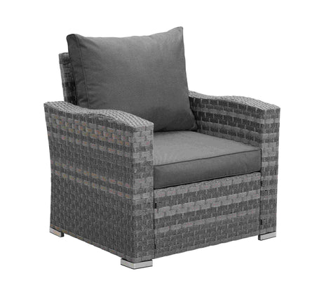 Icon Luxury Rattan Left Hand Corner Sofa Chair Bench and Fire Pit Table - Dark Grey