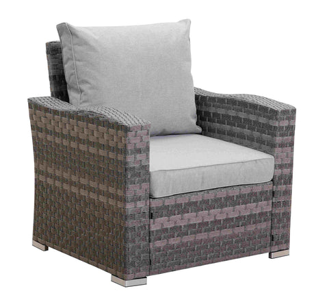 Icon Luxury Rattan Left Hand Corner Sofa Chair Bench and Fire Pit Table - Light Grey