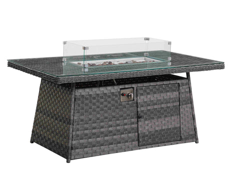 Icon Luxury Rattan Left Hand Corner Sofa Chair Bench and Fire Pit Table - Dark Grey